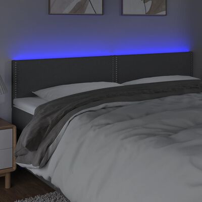 vidaXL Cabecero con LED de tela gris oscuro 160x5x78/88 cm