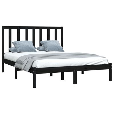 vidaXL Estructura de cama de madera maciza de pino negra 140x190 cm