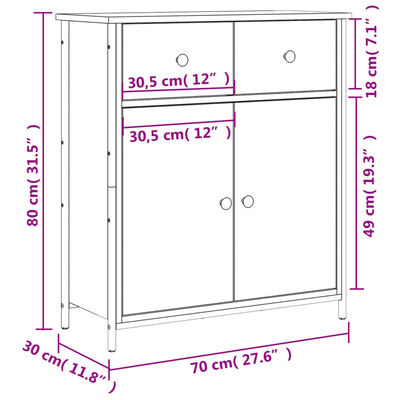 vidaXL Aparador de madera de ingeniería roble ahumado 70x30x80 cm