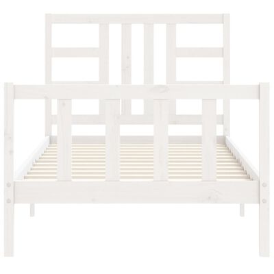 vidaXL Estructura de cama con cabecero madera maciza blanco 90x200 cm