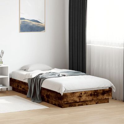 vidaXL Estructura cama sin colchón madera roble ahumado 75x190 cm