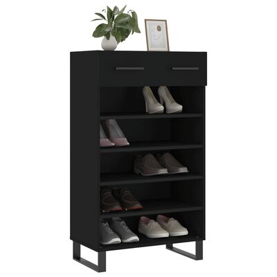 vidaXL Zapatero madera de ingeniería negro 60x35x105 cm