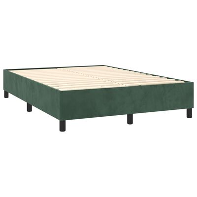 vidaXL Cama box spring colchón y LED terciopelo verde oscuro 140x190cm