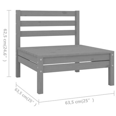 vidaXL Juego de muebles de jardín 5 piezas madera maciza de pino gris