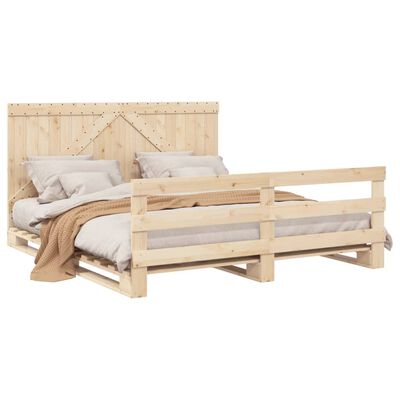 vidaXL Estructura de cama con cabecero madera maciza pino 180x200 cm