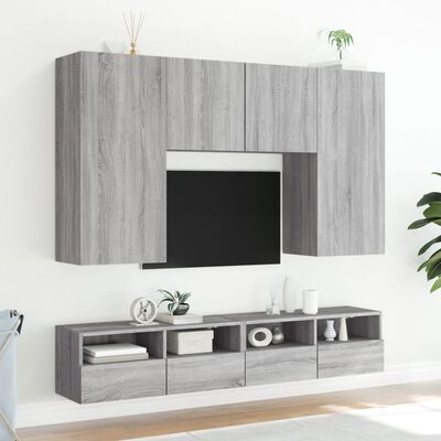 vidaXL Mueble de pared TV madera de ingeniería Sonoma gris 80x30x30 cm