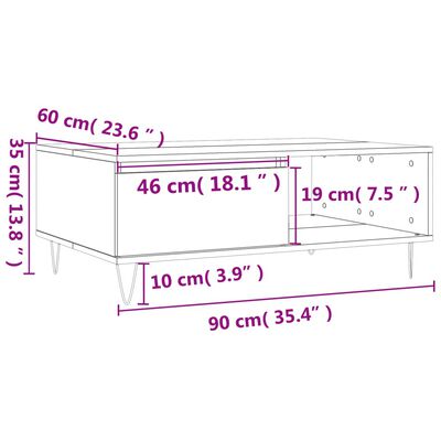 vidaXL Mesa de centro madera de ingeniería gris hormigón 90x60x35 cm