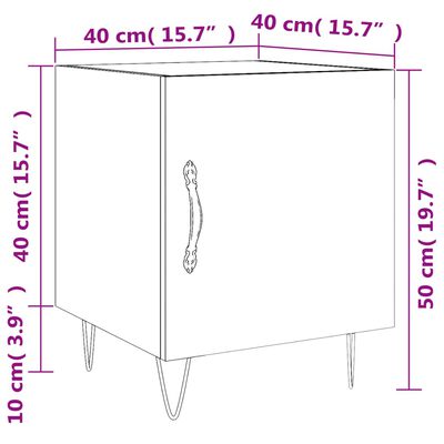 vidaXL Mesitas noche 2 uds madera ingeniería roble ahumado 40x40x50 cm