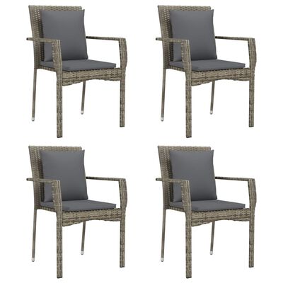 vidaXL Set comedor de jardín 5 piezas con cojines ratán sintético gris