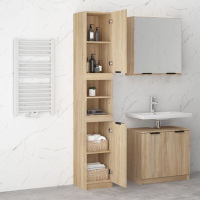 vidaXL Armario de baño madera ingeniería roble Sonoma 32x34x188,5 cm