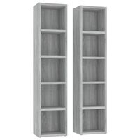 vidaXL Estantería para CD 2 uds madera gris Sonoma 21x16x93,5 cm