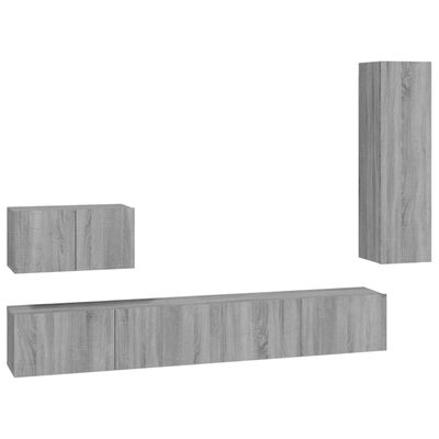 vidaXL Set de muebles para TV 4 pzas madera contrachapada gris Sonoma