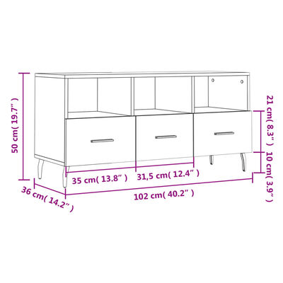 vidaXL Mueble de TV madera de ingeniería roble ahumado 102x36x50 cm