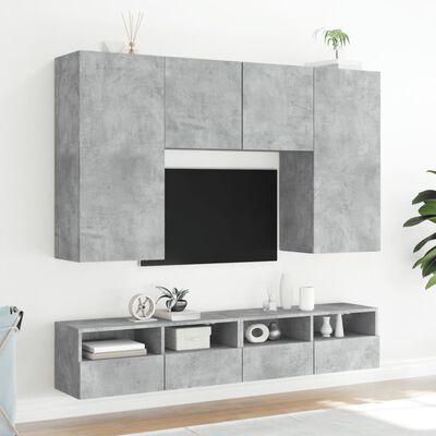 vidaXL Muebles de pared para TV 2 uds madera gris hormigón 80x30x30 cm