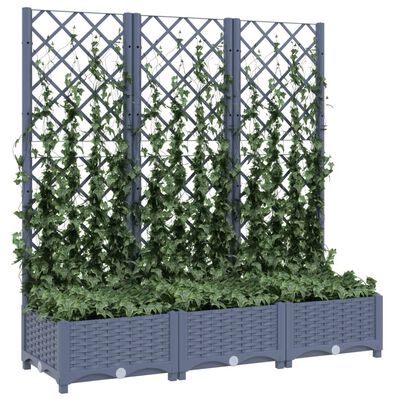 vidaXL Jardinera con enrejado PP gris oscuro 120x40x121,5 cm