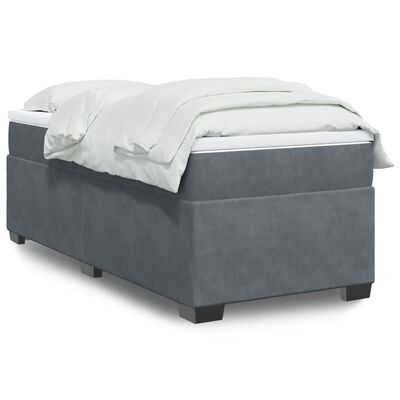 vidaXL Cama box spring con colchón terciopelo gris oscuro 100x200 cm