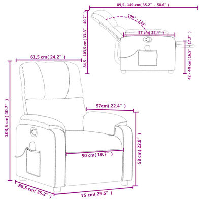 vidaXL Sillón reclinable de masaje tela de microfibra color crema