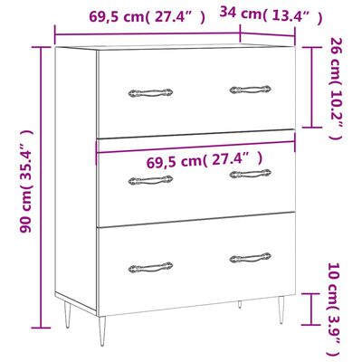 vidaXL Aparador de madera de ingeniería roble Sonoma 69,5x34x90 cm