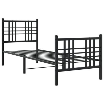 vidaXL Estructura cama sin colchón con estribo metal negro 75x190 cm