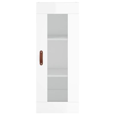 vidaXL Aparador alto madera contrachapada blanco brillo 34,5x34x180 cm