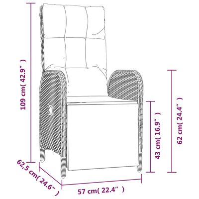 vidaXL Set comedor jardín 9 pzas y cojines ratán sintético gris