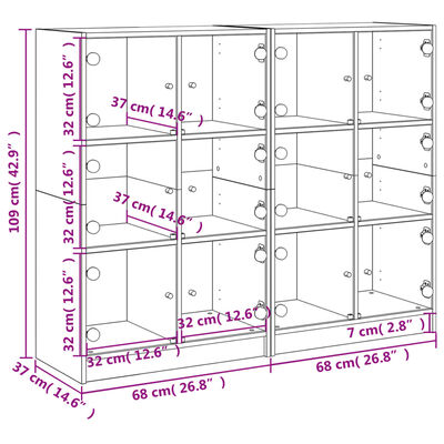 vidaXL Estantería con puertas madera de ingeniería negro 136x37x109 cm