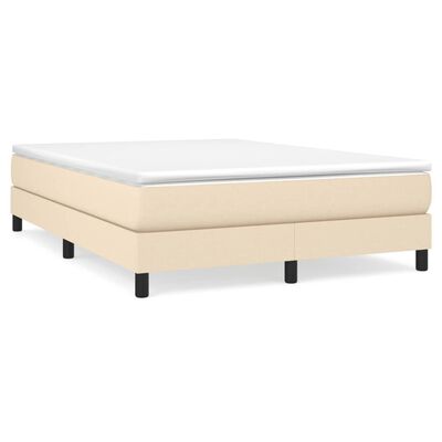 vidaXL Cama box spring con colchón tela color crema 160x200 cm