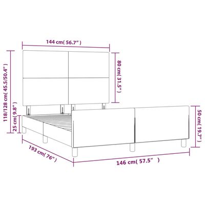 vidaXL Estructura de cama con cabecero de tela gris oscuro 140x190 cm