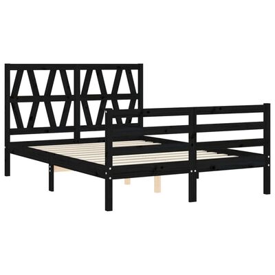 vidaXL Estructura de cama con cabecero madera maciza negro 120x200 cm