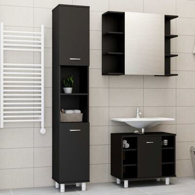 vidaXL Juego de muebles de baño 3 pzas madera ingeniería negro