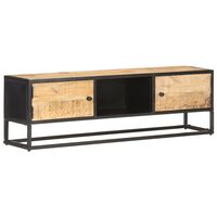 vidaXL Mueble de TV puerta tallada madera de mango rugosa 130x30x40 cm