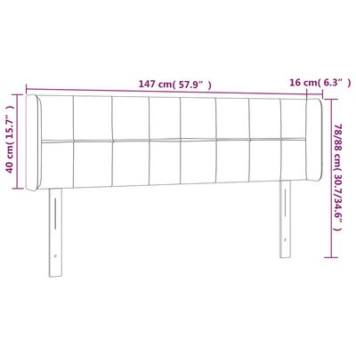 vidaXL Cabecero con LED de terciopelo negro 147x16x78/88 cm