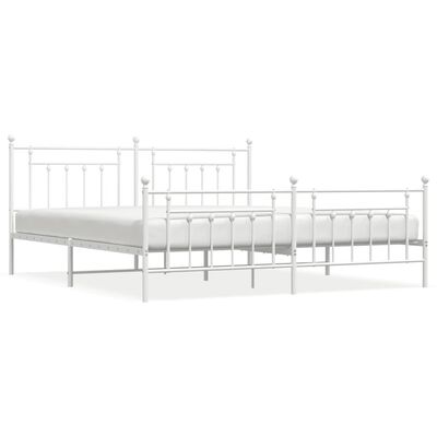 vidaXL Estructura cama metal con cabecero y estribo blanco 200x200 cm