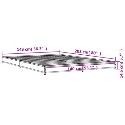 vidaXL Estructura cama madera ingeniería metal marrón roble 140x200 cm