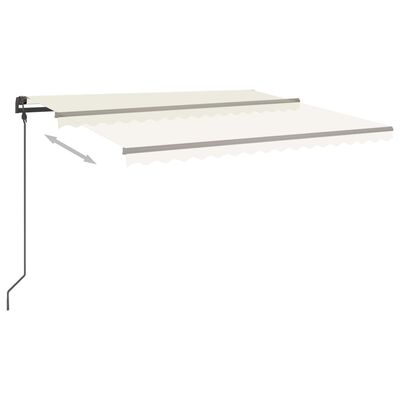 vidaXL Toldo manual retráctil con luz LED crema 5x3,5 m