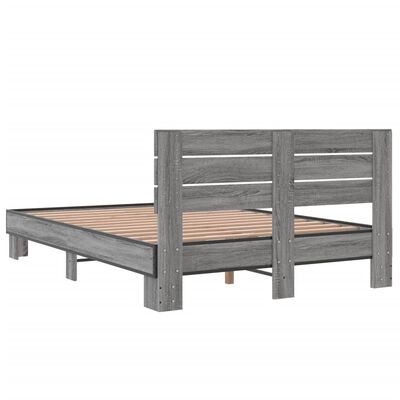 vidaXL Estructura cama madera ingeniería metal gris Sonoma 120x200 cm