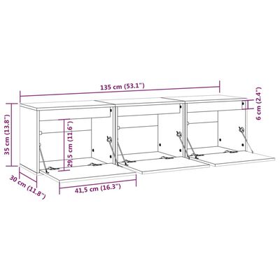 vidaXL Muebles para TV 3 piezas madera maciza de pino negro