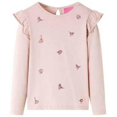 Camiseta infantil de manga larga rosa 128