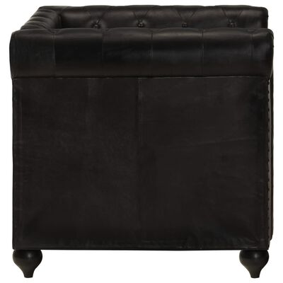 vidaXL Sillón Chesterfield de cuero auténtico negro