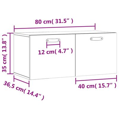 vidaXL Armario de pared madera ingeniería gris hormigón 80x36,5x35 cm