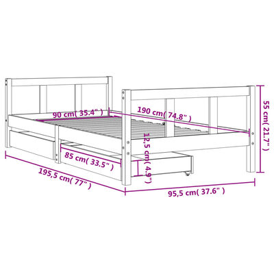 vidaXL Estructura de cama infantil con cajones madera pino 90x190 cm