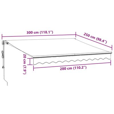 vidaXL Toldo retráctil automático con luces LED burdeos 300x250 cm