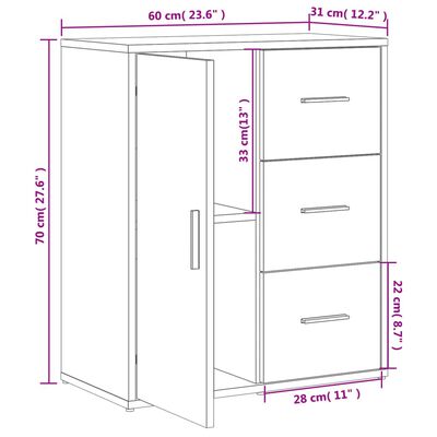 vidaXL Aparador de madera de ingeniería gris Sonoma 60x31x70 cm