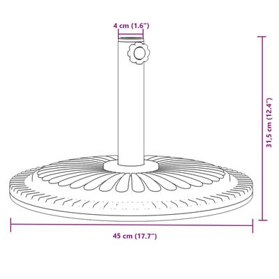 vidaXL Base de sombrilla semicircular para palos de Ø38/48 mm 12 kg