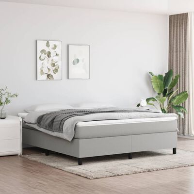 vidaXL Cama box spring con colchón tela gris claro 180x200 cm