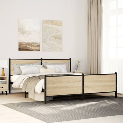 vidaXL Estructura de cama sin colchón metal roble Sonoma 193x203 cm