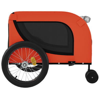 vidaXL Remolque de bicicleta mascotas hierro tela Oxford naranja negro