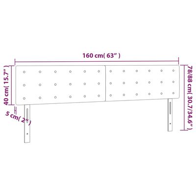 vidaXL Cabecero con LED de tela negro 160x5x78/88 cm