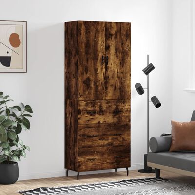 vidaXL Aparador alto madera contrachapada roble ahumado 69,5x34x180 cm