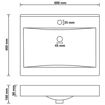 vidaXL Lavabo de lujo con grifo cerámica 60x46 cm crema mate